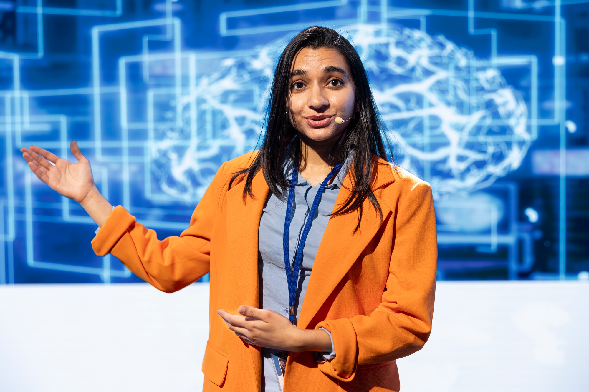 Engineer exploring latest AI products and tools at tech event